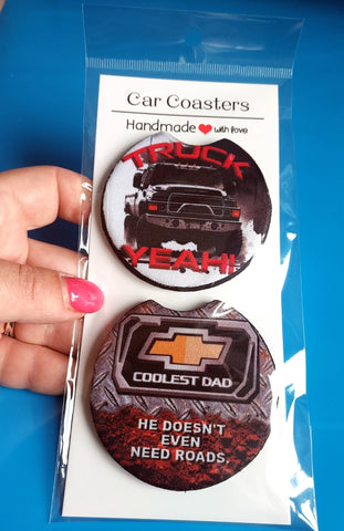 Novelty Father's Day Set Of 2 Car Coasters - Candles Sniffs & Gifts 