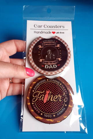 Novelty Father's Day Set Of 2 Car Coasters - Candles Sniffs & Gifts 