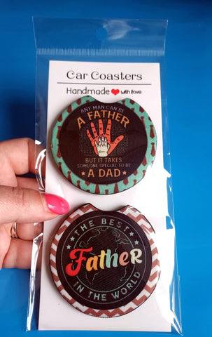 Novelty Father's Day Set Of 2 Car Coasters - Candles Sniffs & Gifts 
