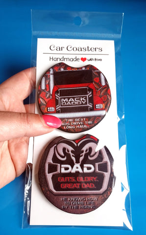 Novelty Father's Day Set Of 2 Car Coasters - Candles Sniffs & Gifts 