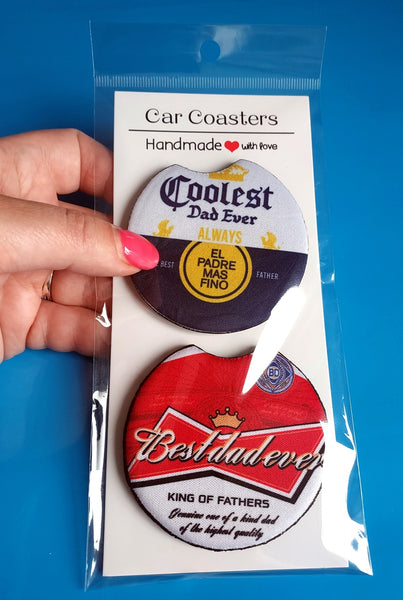 Novelty Father's Day Set Of 2 Car Coasters - Candles Sniffs & Gifts 