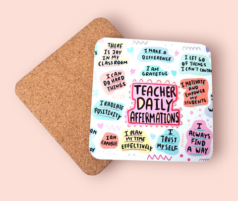 Personalised Teacher Affirmation Coaster Gift - Candles Sniffs & Gifts 