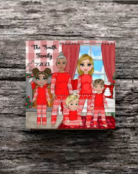 Design your own Personalised Christmas Gift Pyjama Family Coaster Square - Candles Sniffs & Gifts 