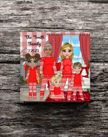 Design your own Personalised Christmas Gift Pyjama Family Coaster Square - Candles Sniffs & Gifts 