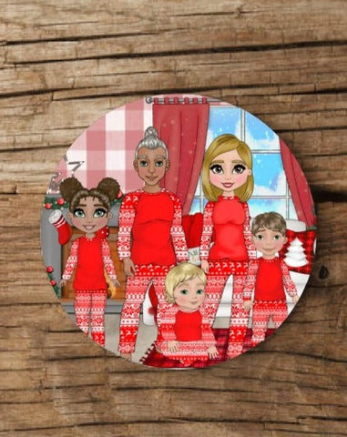 Design your own Personalised Christmas Gift Pyjama Family Coaster Round - Candles Sniffs & Gifts 