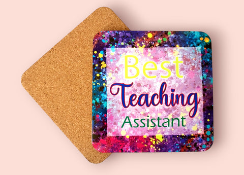 Best Teaching Assistant Colourful Paint Splodge Coaster - Candles Sniffs & Gifts 