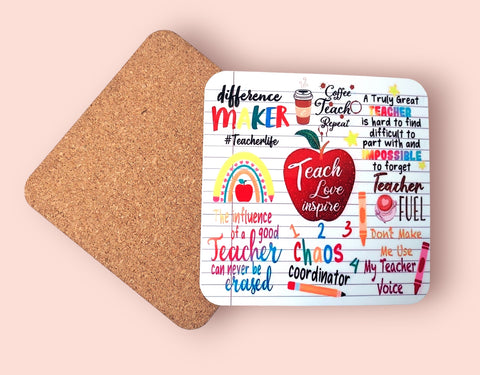 Teach Love Inspire Teacher's Gift Coaster - Candles Sniffs & Gifts 