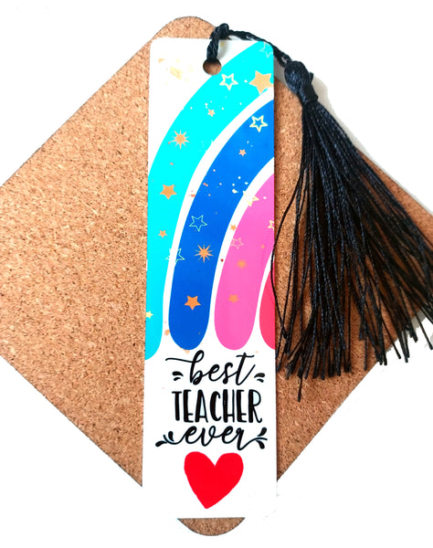 Best Teacher Ever Metal Bookmark Red Heart - Candles Sniffs & Gifts 