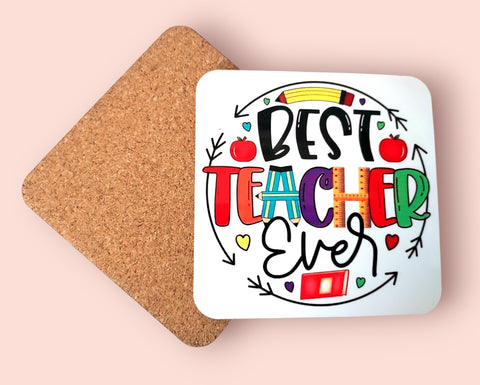 Best Teacher Ever Coaster Gift - Candles Sniffs & Gifts 