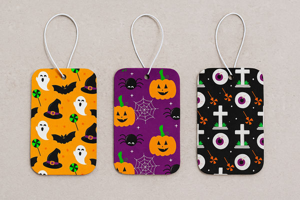 Pack Of 3 Halloween Car Fresheners Toffee Apple Witches Brew Pumpkin Air freshener - Candles Sniffs & Gifts