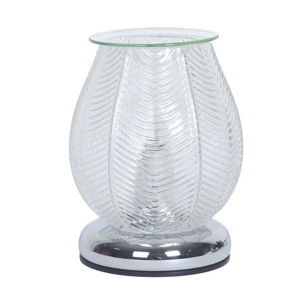 Ribbed Clear Lustre Electric Wax Burner 40w Touch Sensitive - Candles Sniffs & Gifts 
