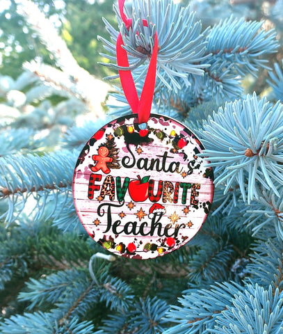 Santa's Favourite Teacher Christmas Decoration Gift - Candles Sniffs & Gifts 