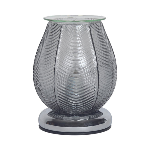 Ribbed Grey Lustre Electric Wax Burner 40w Touch Sensitive - Candles Sniffs & Gifts 