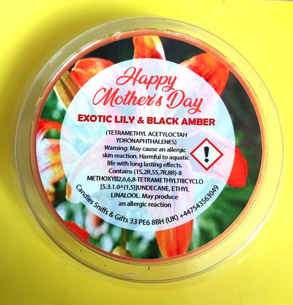 Mother's Day Large Wax Melt Heart Clam Exotic Lily & Black Amber - Candles Sniffs & Gifts 