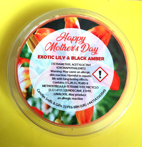 Mother's Day Large Wax Melt Heart Clam Exotic Lily & Black Amber - Candles Sniffs & Gifts 