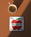 Personalised Teacher Gift Red Apple Coaster - Candles Sniffs & Gifts 