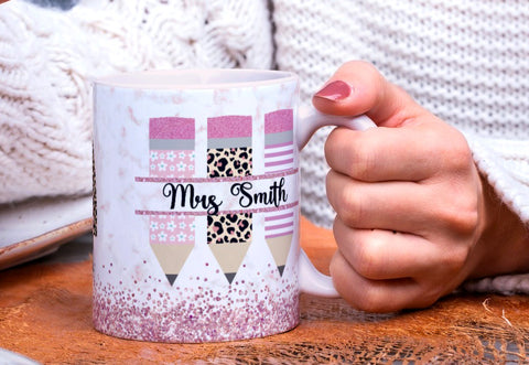 Personalised Teacher Gift Pink Rainbow Leopard Print Mug - Candles Sniffs & Gifts 
