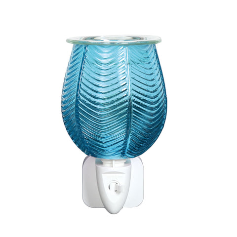 Aqua Blue Ribbed Plug In Electric Wax Melt Burner 15w - Candles Sniffs & Gifts 