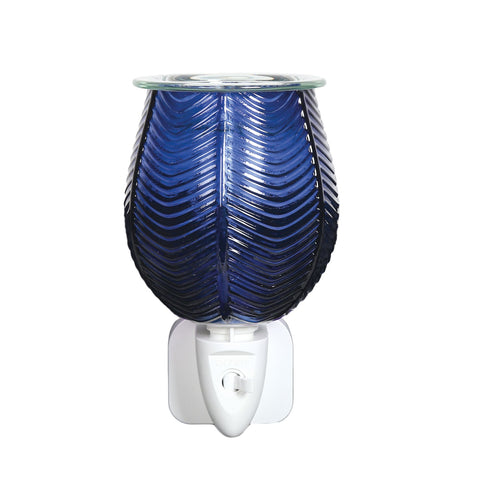 Royal Blue Ribbed Plug In Electric Wax Melt Burner 15w - Candles Sniffs & Gifts 