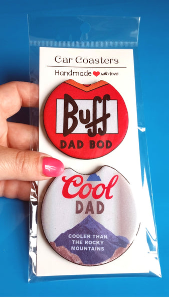 Novelty Father's Day Set Of 2 Car Coasters - Candles Sniffs & Gifts 