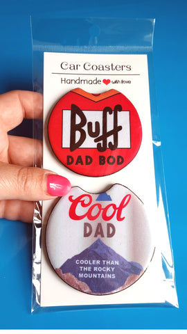 Novelty Father's Day Set Of 2 Car Coasters - Candles Sniffs & Gifts 