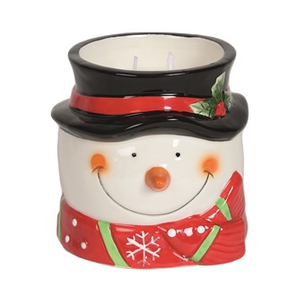 Christmas Snowman Unfragranced Candle With Reusable Ceramic Holder - Candles Sniffs & Gifts 