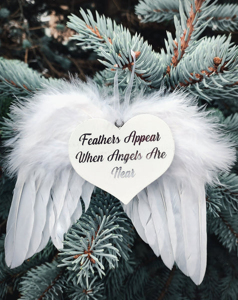 Angel's Wings Decoration Feathers Appear When Angels Are Near Personalised Christmas Gift - Candles Sniffs & Gifts 