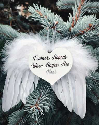 Angel's Wings Decoration Feathers Appear When Angels Are Near Personalised Christmas Gift - Candles Sniffs & Gifts 