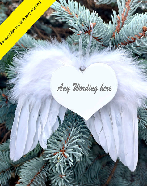 Angel's Wings Decoration Personalised Christmas Gift Any Wording - Candles Sniffs & Gifts 