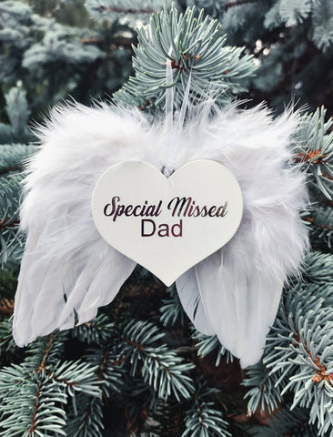 Remembrance Angel's Wings Decoration Special Missed Dad Personalised Christmas Gift - Candles Sniffs & Gifts 
