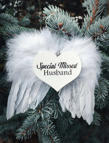 Remembrance Angel's Wings Decoration Special Missed Husband Personalised Christmas Gift - Candles Sniffs & Gifts 