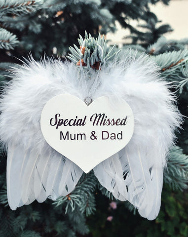 Remembrance Angel's Wings Decoration Special Missed Mum & Dad Personalised Christmas Gift - Candles Sniffs & Gifts 