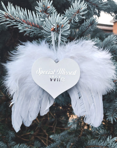 Remembrance Angel's Wings Decoration Special Missed Wife Personalised Christmas Gift - Candles Sniffs & Gifts 