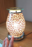 Gold Brown Leopard Print Glitter Touch Sensitive Electric Wax Burner - Candles Sniffs & Gifts 