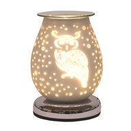 NEW White Satin Electric Owl Burner - Candles Sniffs & Gifts 