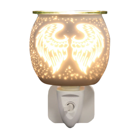 White Satin Angel's Wings Plug In Electric Wax Burner - Candles Sniffs & Gifts 