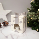 Christmas Present Box Ceramic Tea Light Burner With Lid 12cm - Candles Sniffs & Gifts 