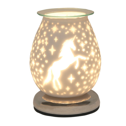 NEW White Satin Electric Unicorn Burner - Candles Sniffs & Gifts 